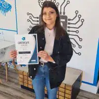 Student with certificate